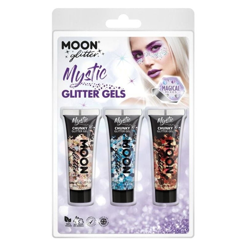 Moon Glitter Mystic Chunky Gel Mixed Colour Clamshell, 12ml Set of 3 Costume Make Up_2