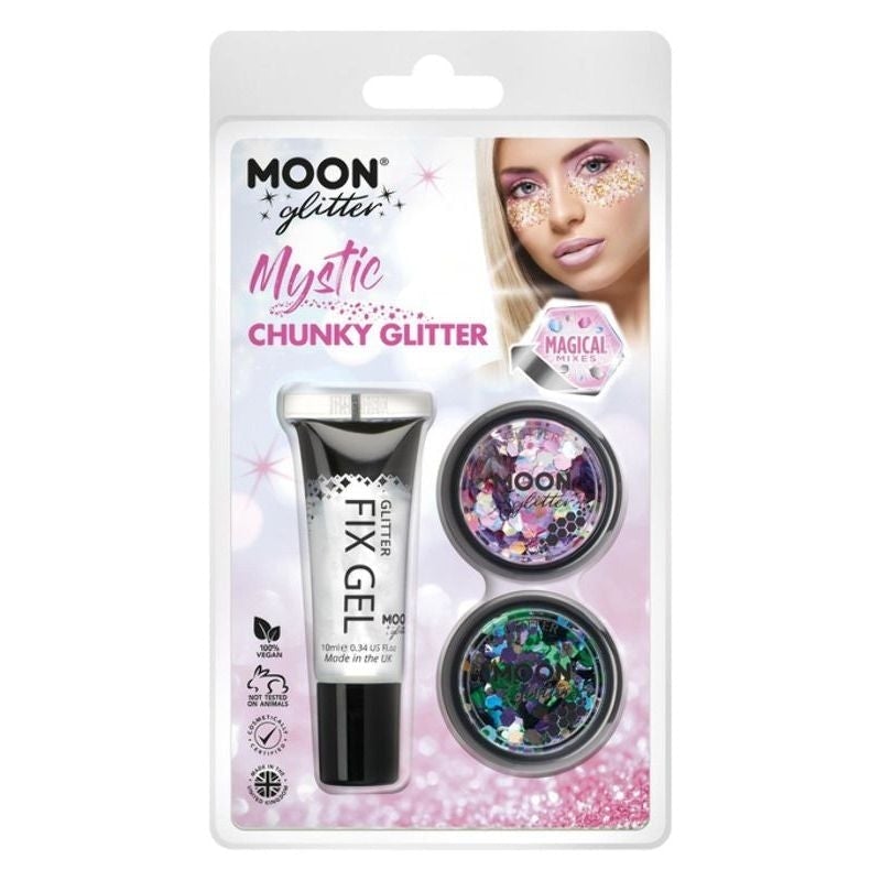 Moon Glitter Mystic Chunky Mixed Colours Clamshell 3g - Fix Gel Set of Two Costume Make Up 2