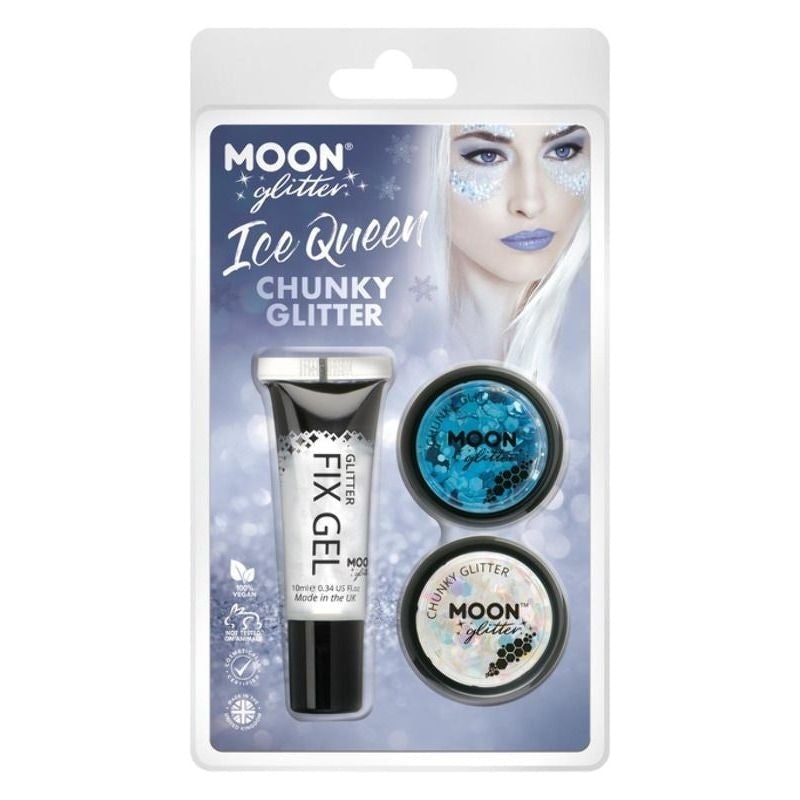 Moon Glitter Ice Queen Themed Chunky Glitter Set 2 Colours and Fix Gel Costume Make Up 1