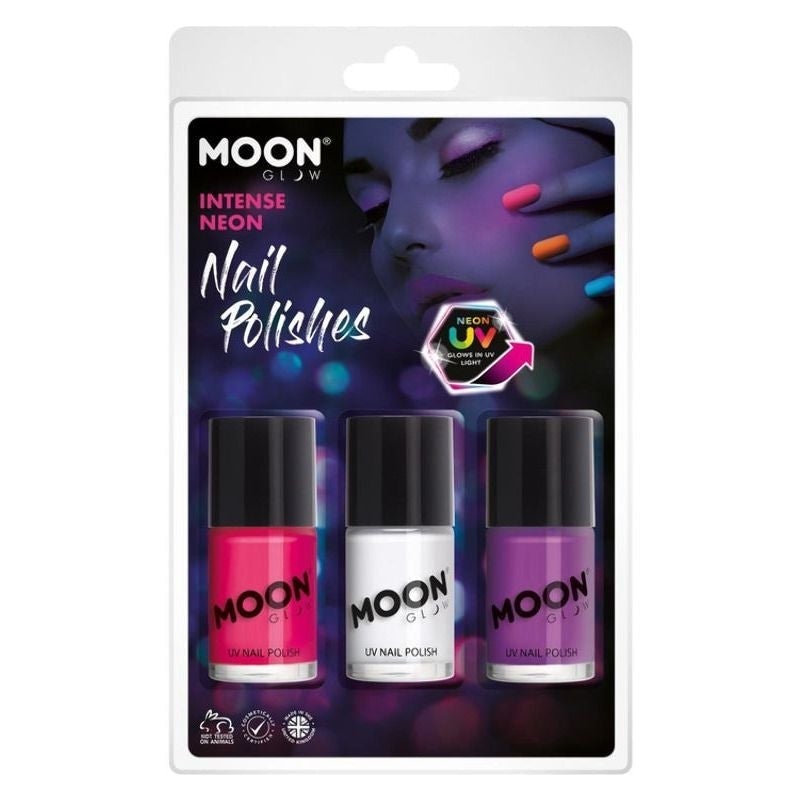 Moon Glow Intense Neon UV Nail Polish 3 Colour Costume Make Up Set 1