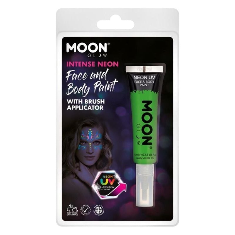 Moon Glow Intense Neon UV Face Paint Clamshell, With Brush Applicator, 15ml Costume Make Up_2