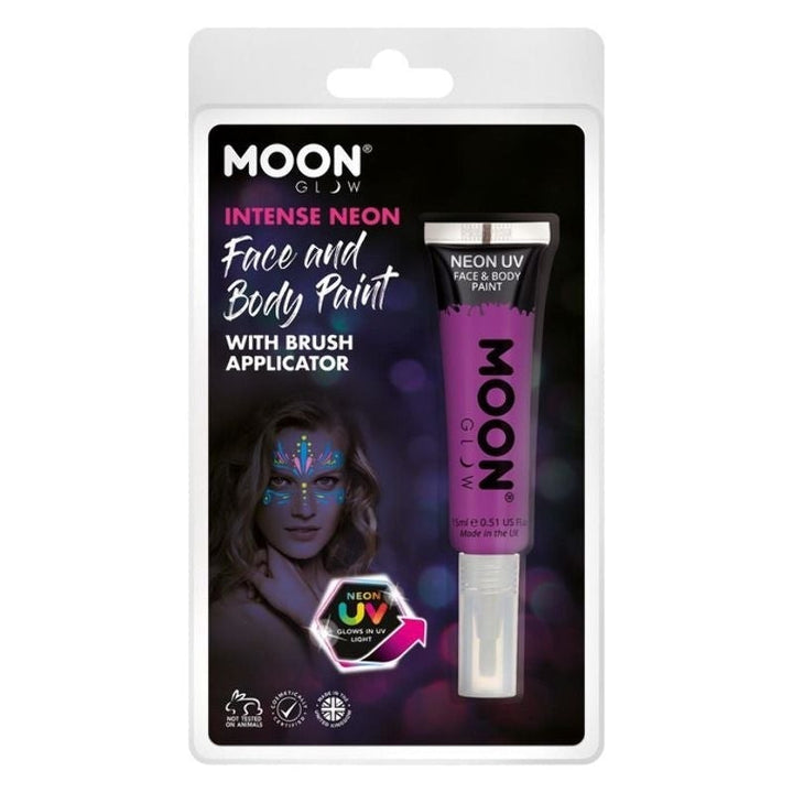 Moon Glow Intense Neon UV Face Paint Clamshell, With Brush Applicator, 15ml Costume Make Up_5