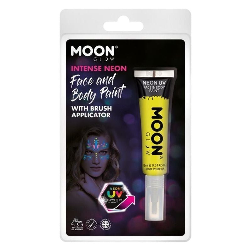 Size Chart Moon Glow Intense Neon UV Face Paint Clamshell, With Brush Applicator, 15ml Costume Make Up