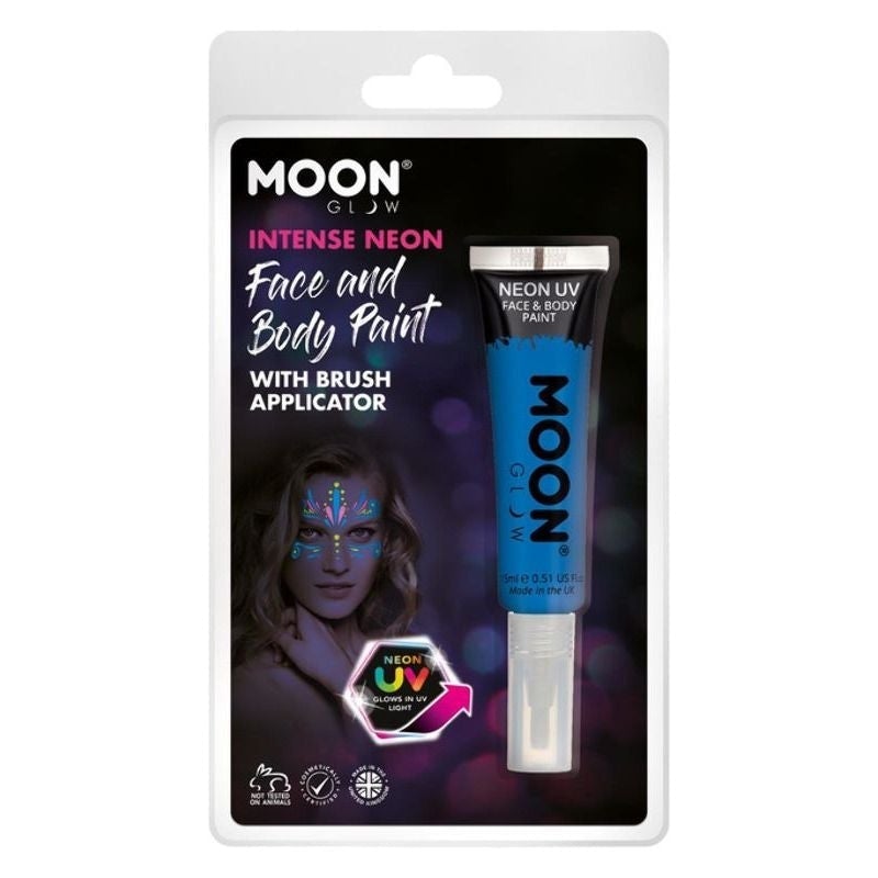 Moon Glow Intense Neon UV Face Paint Clamshell, With Brush Applicator, 15ml Costume Make Up_1