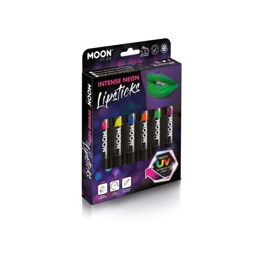 Moon Glow Intense Neon UV Lipstick 6 Assorted Colours Box Set Costume Make Up 1