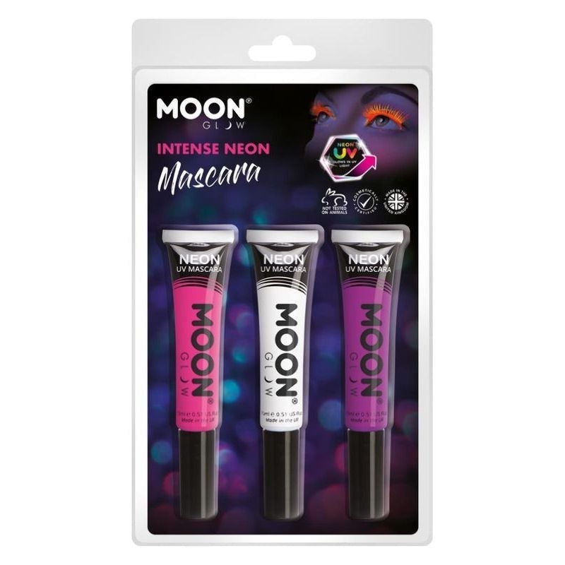 Moon Glow Intense Neon UV 3 Colour Mascara Set 15ml Costume Make Up 1