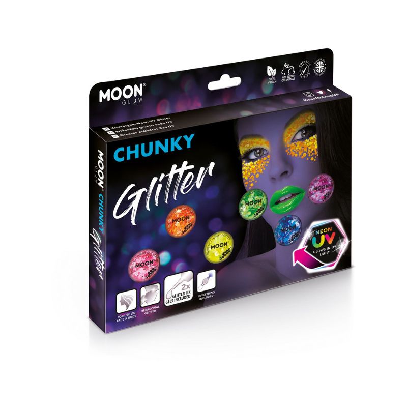 Moon Glow - Neon UV Chunky Glitter Assorted Costume Make Up 1