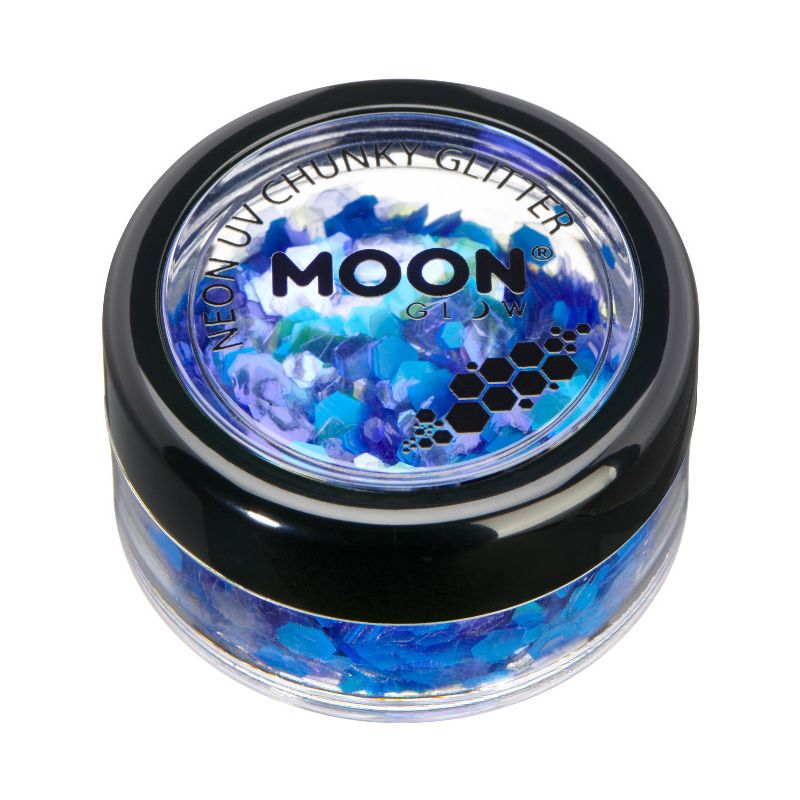 Moon Glow - Neon UV Chunky Glitter Blue M27051 Costume Make Up 1