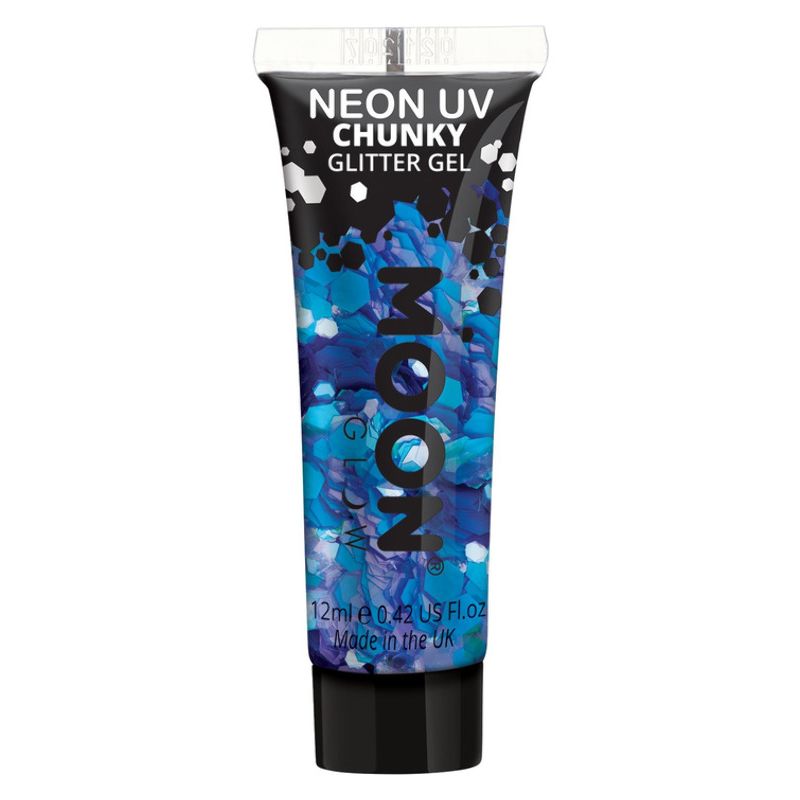 Moon Glow - Neon UV Chunky Glitter Gel Blue Costume Make Up 1