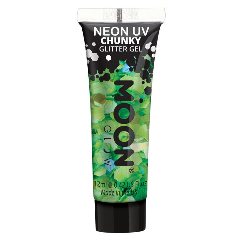 Moon Glow - Neon UV Chunky Glitter Gel Green Costume Make Up_1