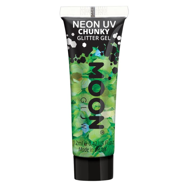 Moon Glow Neon UV Chunky Glitter Gel Green 12ml Costume Make Up 1