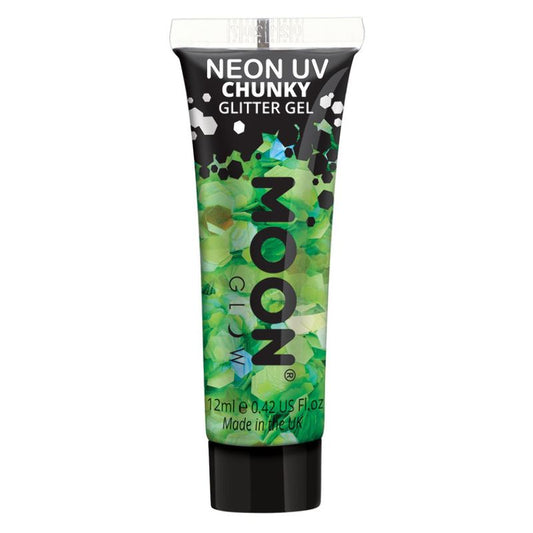 Moon Glow Neon UV Chunky Glitter Gel Green 12ml Costume Make Up 1