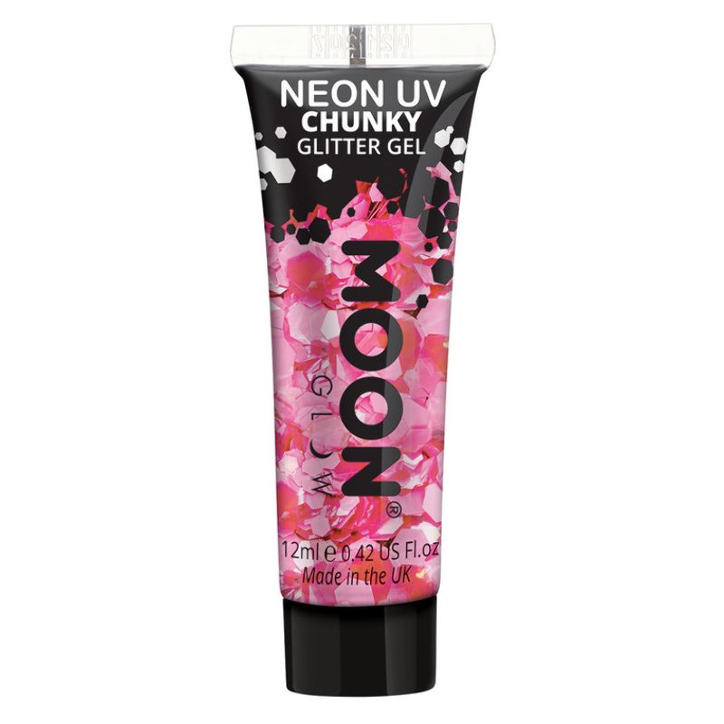 Moon Glow - Neon UV Chunky Glitter Gel Hot Pink Costume Make Up 1