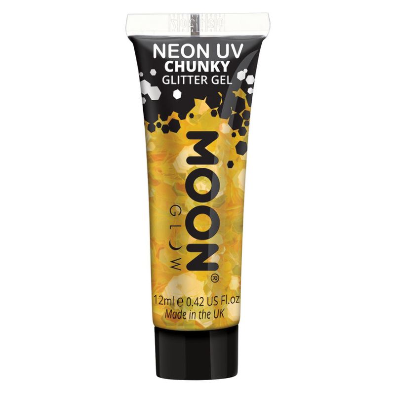 Moon Glow Neon UV Chunky Glitter Golden Yellow Gel 12ml Costume Make Up 1
