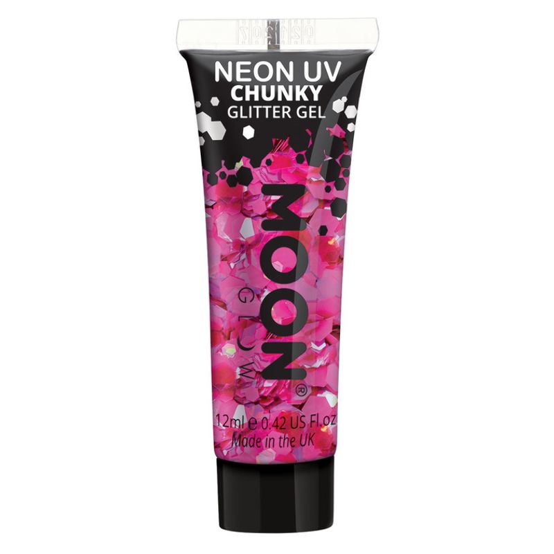 Moon Glow - Neon UV Chunky Glitter Gel Magenta Costume Make Up 1