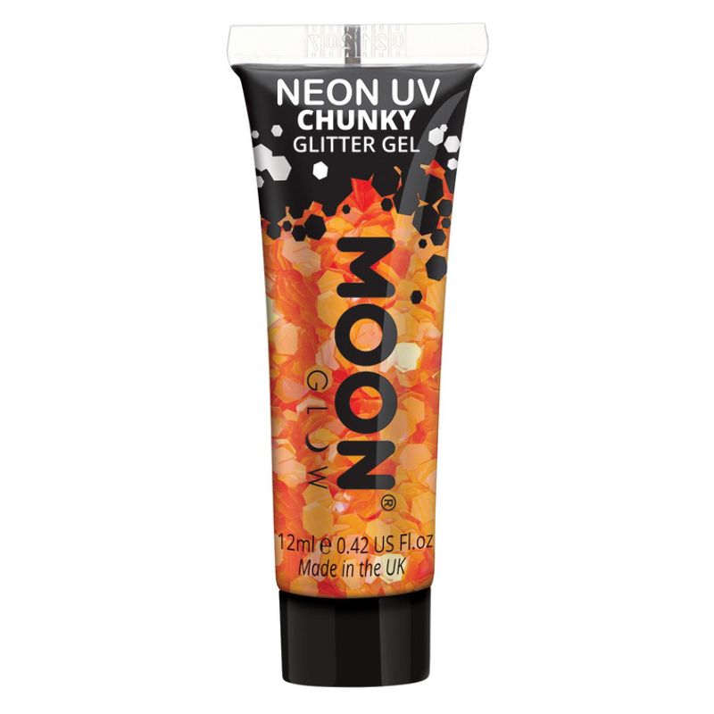 Moon Glow - Neon UV Chunky Glitter Gel Orange Costume Make Up 1