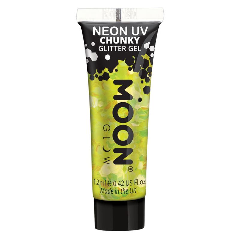 Moon Glow - Neon UV Chunky Glitter Gel Yellow Costume Make Up 1