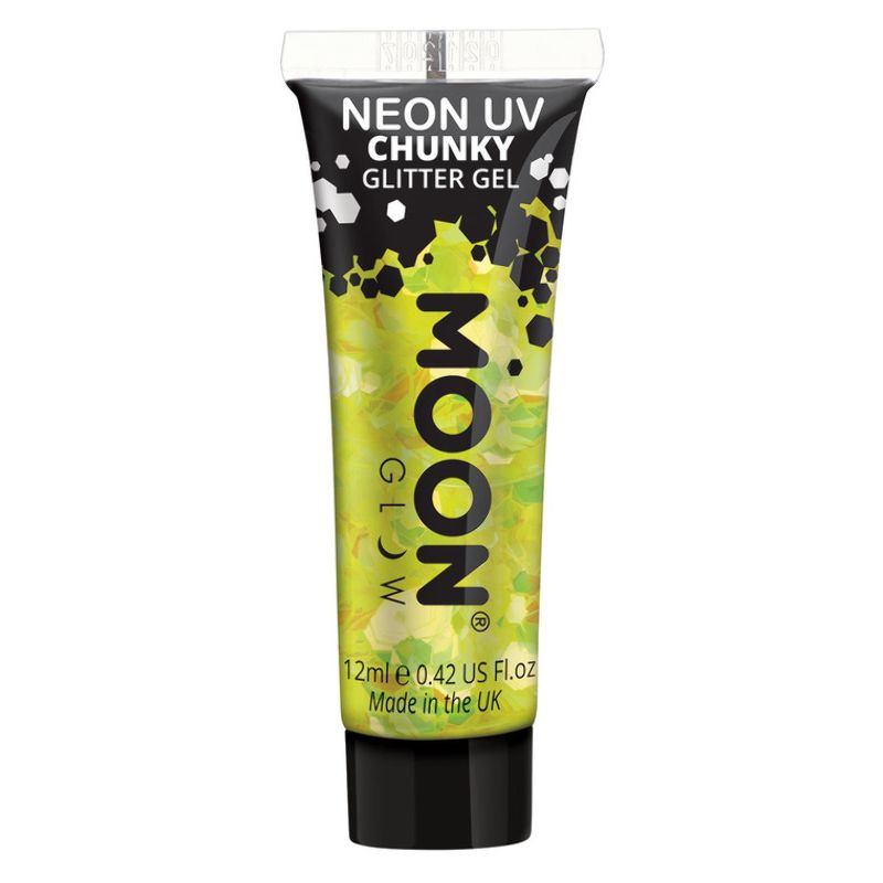 Moon Glow - Neon UV Chunky Glitter Gel Yellow Costume Make Up_1