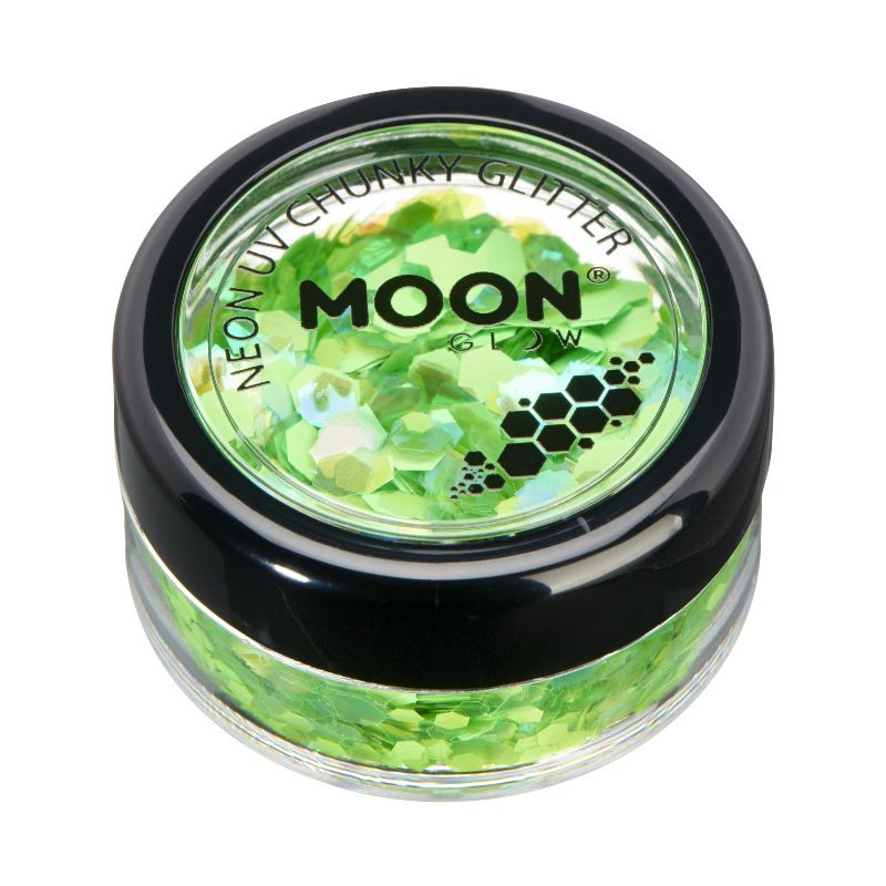 Moon Glow - Neon UV Chunky Glitter Green Costume Make Up 1
