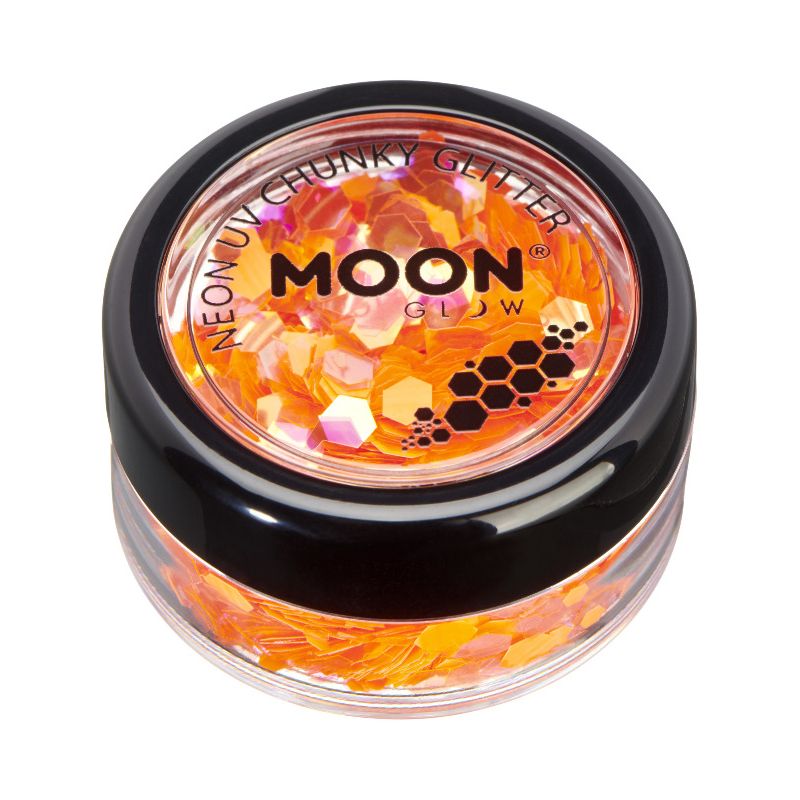 Moon Glow - Neon UV Chunky Glitter Orange Costume Make Up_1