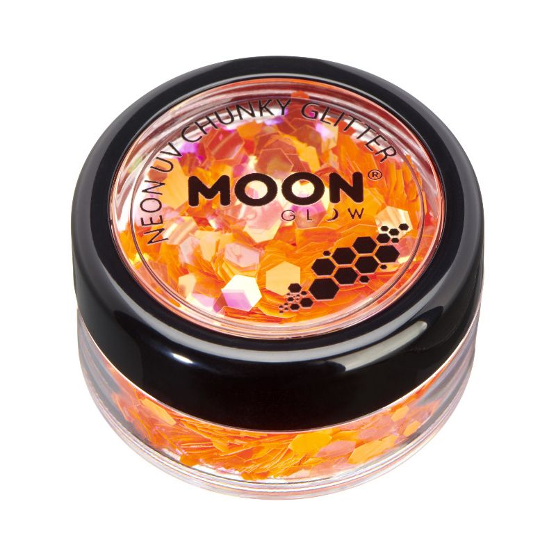 Moon Glow - Neon UV Chunky Glitter Orange Costume Make Up 1