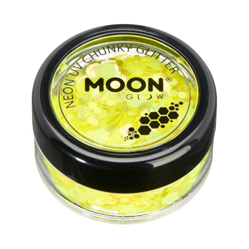 Moon Glow - Neon UV Chunky Glitter Yellow Costume Make Up 1