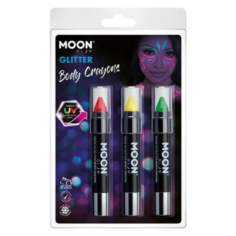 Moon Glow Neon UV Glitter Body Crayons M39597 Costume Make Up 1