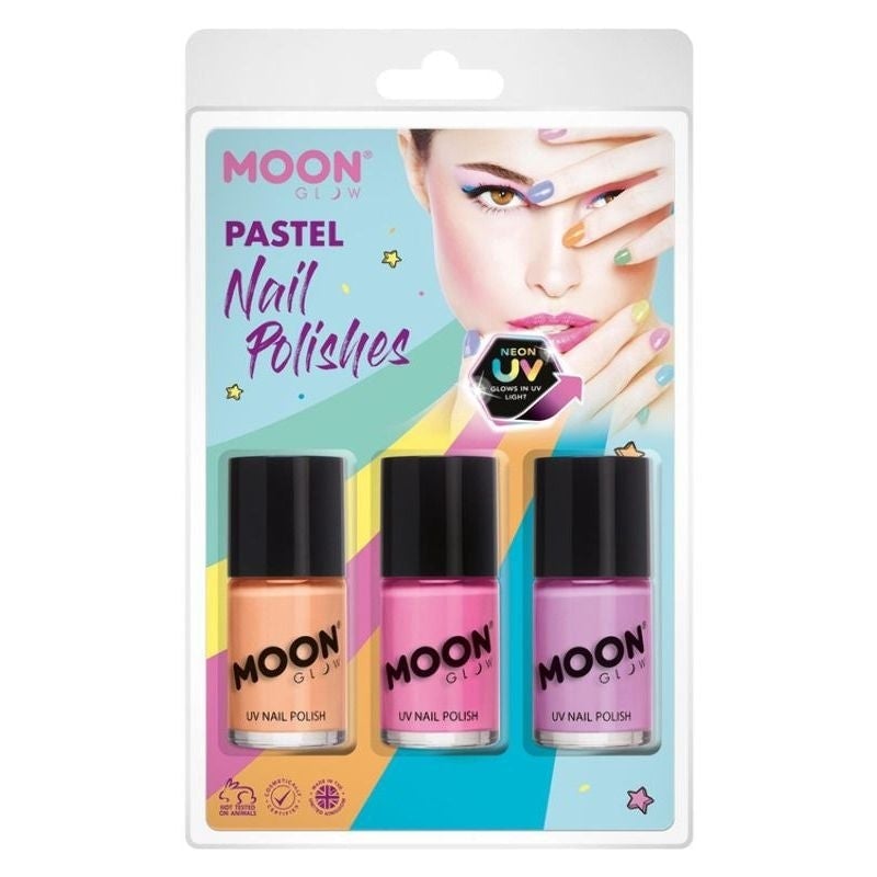 Moon Glow Pastel Neon UV Nail Polish 3 Colour Pack Costume Make Up 2
