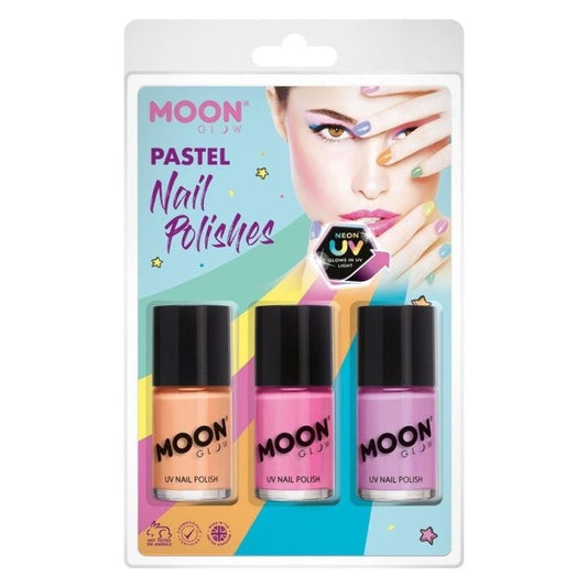 Moon Glow Pastel Neon UV Nail Polish 3 Colour Pack Costume Make Up 2