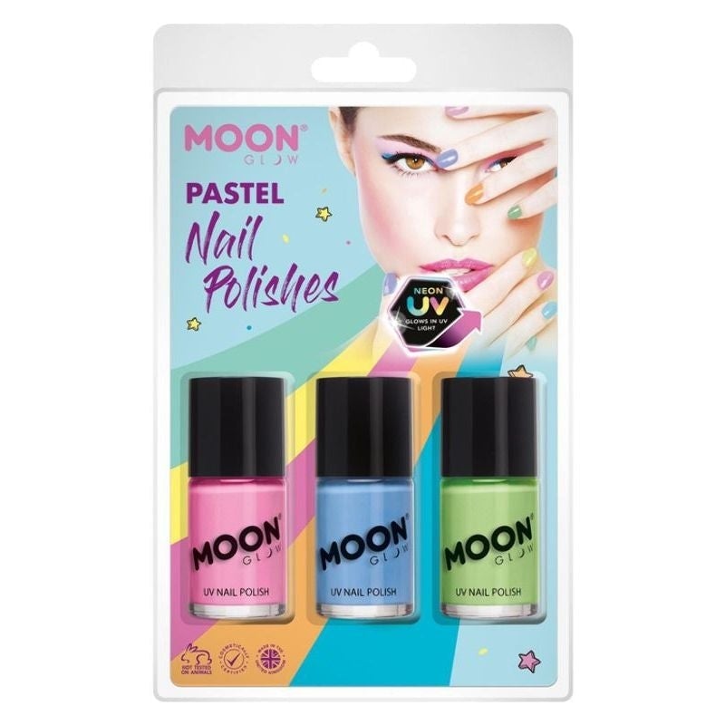 Moon Glow Pastel Neon UV Nail Polish 3 Colour Pack Costume Make Up 3