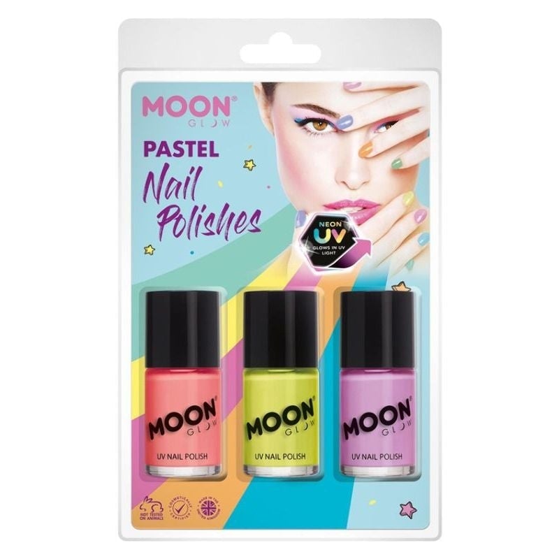 Moon Glow Pastel Neon UV Nail Polish 3 Colour Pack Costume Make Up 1