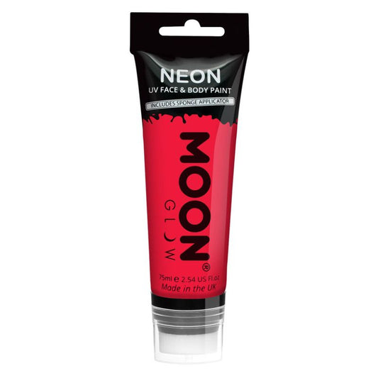 Moon Glow Supersize Intense Red Neon UV Face Paint with Sponge Applicator 75ml 1