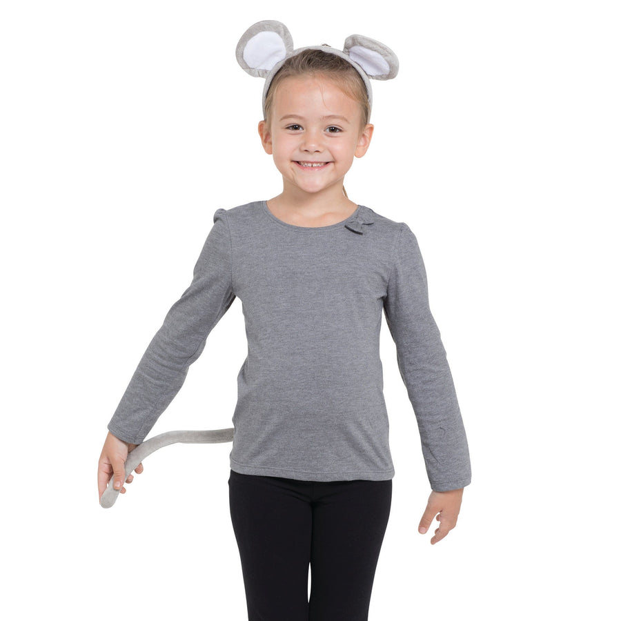 Mouse Set Grey Ears with Tail Kids Costume Kit Instant Disguise_1