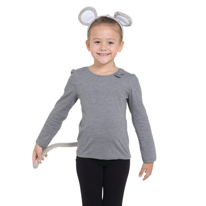 Mouse Set Grey Ears with Tail Kids Costume Kit Instant Disguise 1