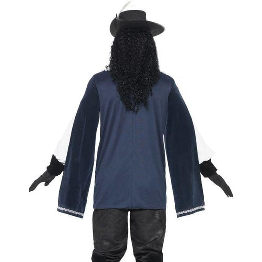 Musketeer Male Costume Adult Tabard Top Hat Blue 2