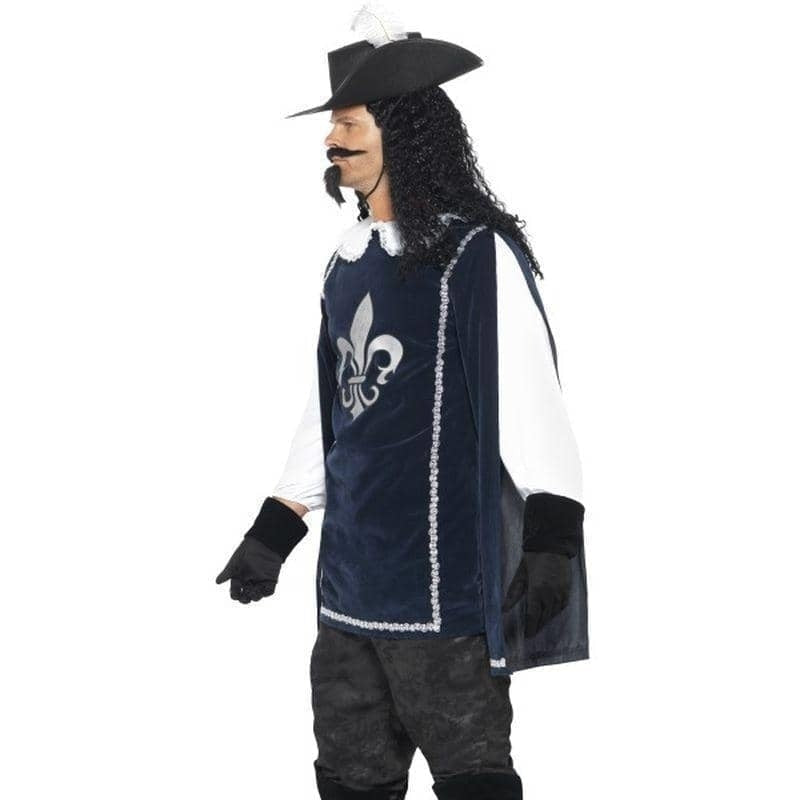 Musketeer Male Costume Adult Tabard Top Hat Blue 3