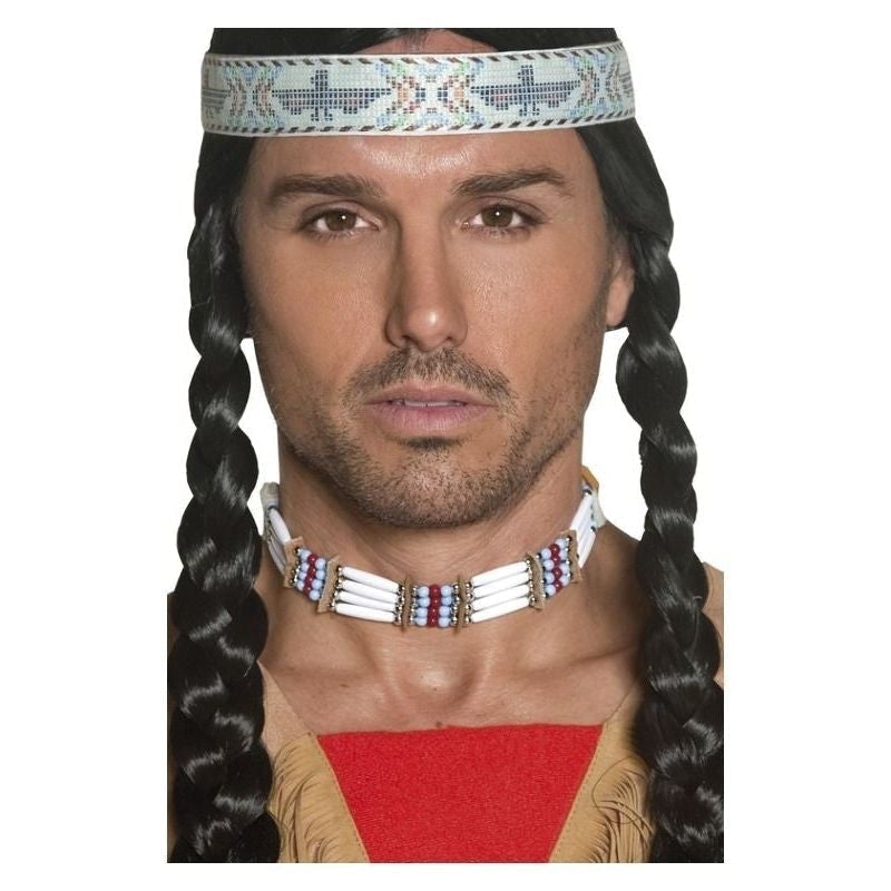 Native American Inspired Choker Adult White Costume Accessory 1