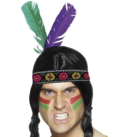 Native American Inspired Feathered Headband Adult Multi Coloured Costume Accessory 1