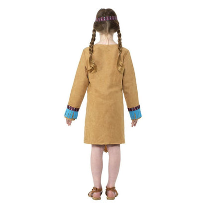 Native American Inspired Girl Costume Brown Dress and Headband 3