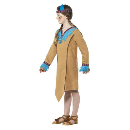 Native American Inspired Girl Costume Brown Dress and Headband 2