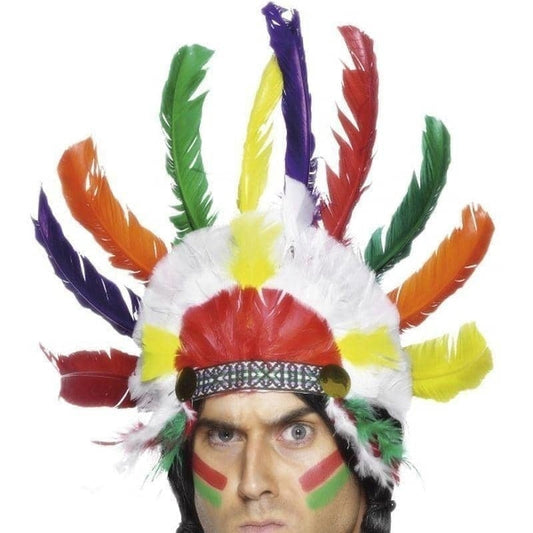 Native American Inspired Headdress Adult Multi Coloured 2
