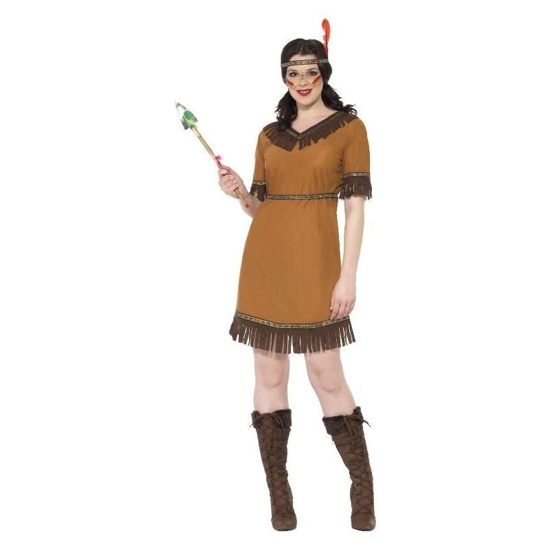 Native American Inspired Indian Maiden Costume Adult Brown Dress_2