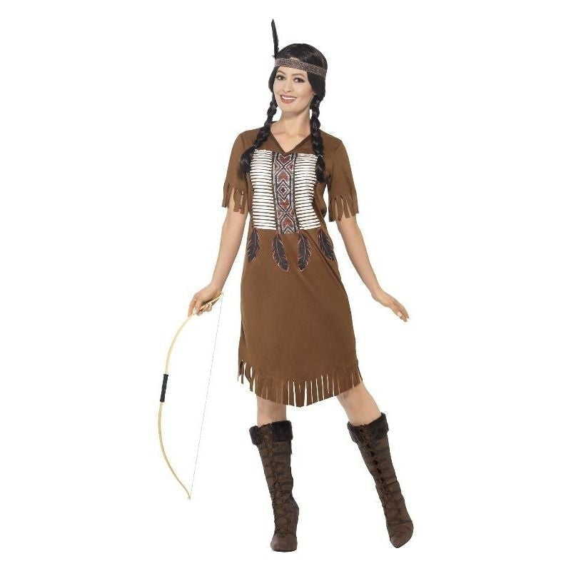 Native American Inspired Warrior Princess Costume Adult Brown Native American Inspired Warrior Princess Costume Adult Brown