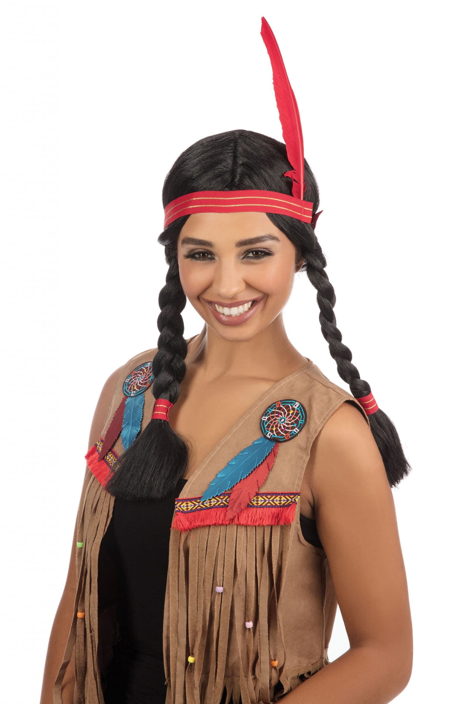 Native American Inspired Womens Indian Squaw Wig Wigs Female Halloween Costume 2