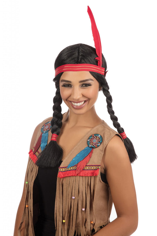 Native American Inspired Womens Indian Squaw Wig Wigs Female Halloween Costume 2