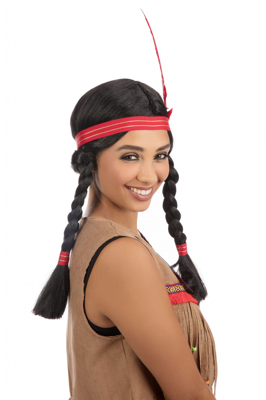 Native American Inspired Womens Indian Squaw Wig Wigs Female Halloween Costume_1