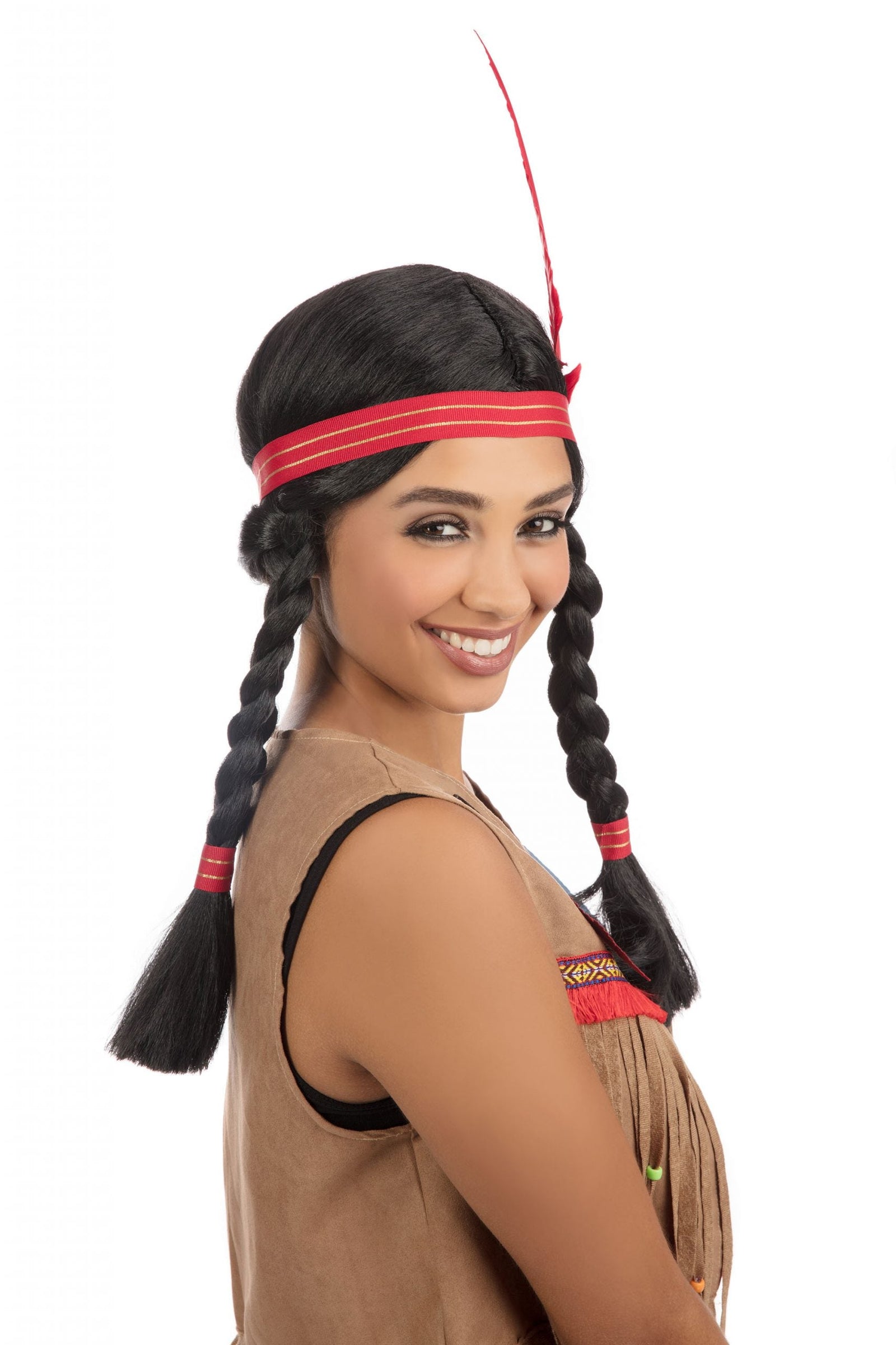 Native American Inspired Womens Indian Squaw Wig Wigs Female Halloween Costume 1