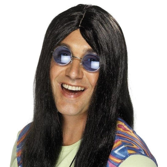 Neil Hippy Wig Adult Black with Centre Parting Costume Accessory 2