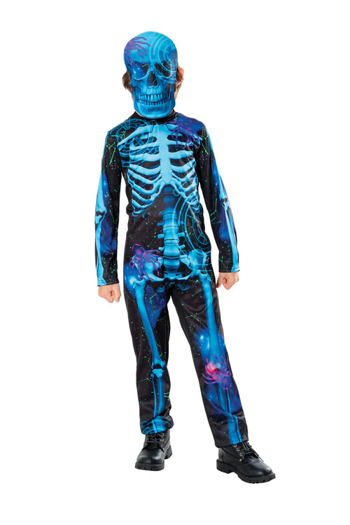 Neon Blue Skeleton Costume Boys 1