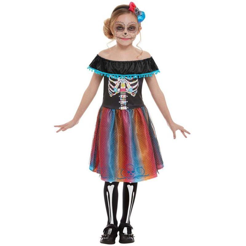 Neon Day Of The Dead Girl Costume Child Multi 1
